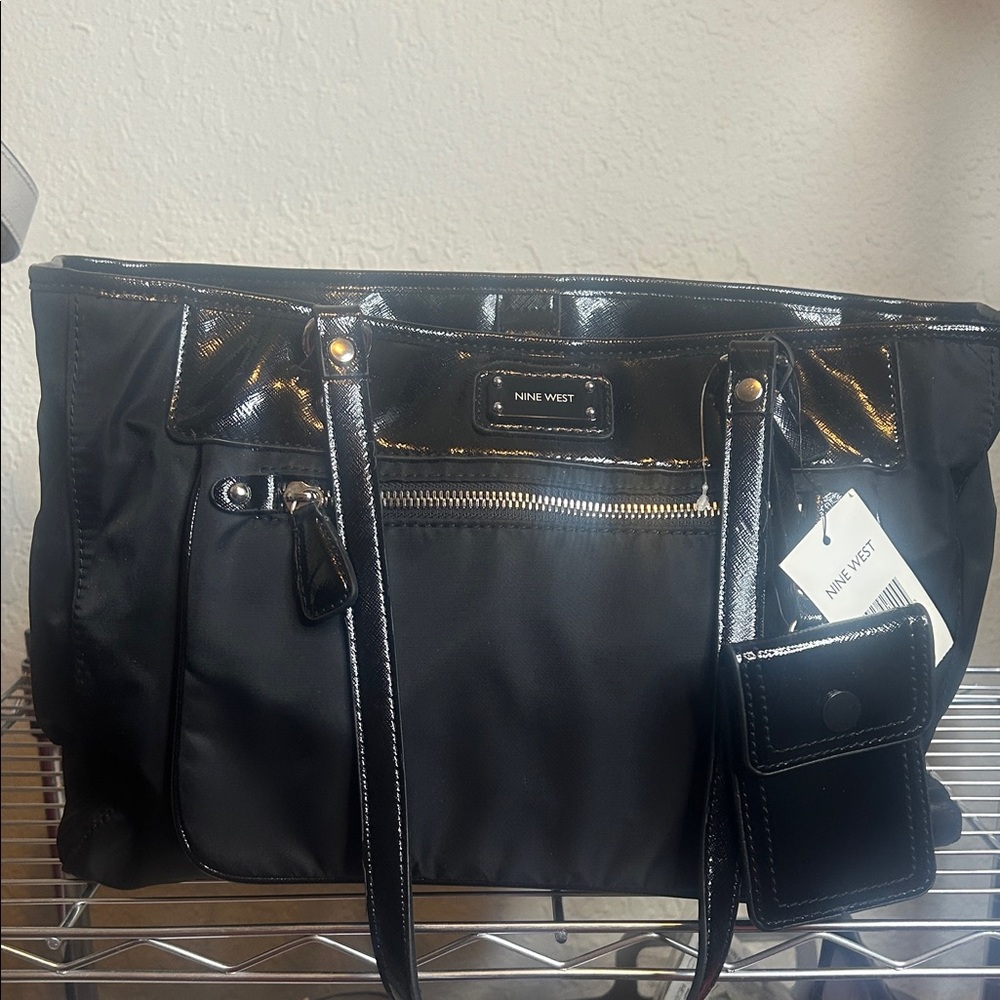 Nine West Glossy Black Tote Bag